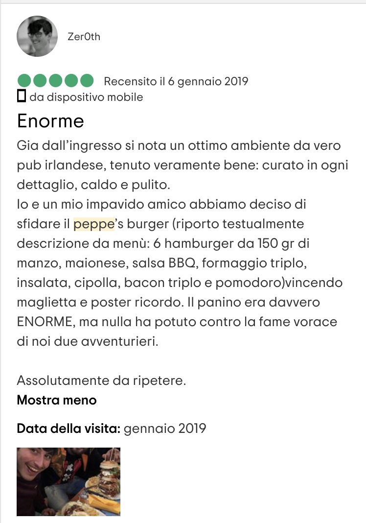 RECENSIONE PEPPE'S