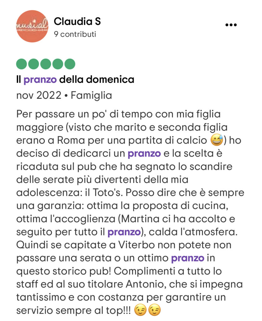 Toto's Viterbo recensioni 3